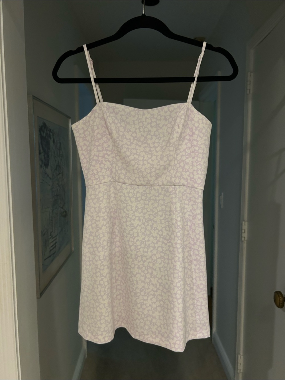 French Connection White and Lilac Floral Spaghetti-Strap Mini Dress